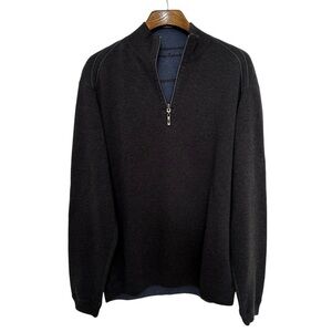 TOMMY BAHAMA Men's 1/4 Zip Long Sleeve Sweater‎ in Dark Gray Cotton Size Medium